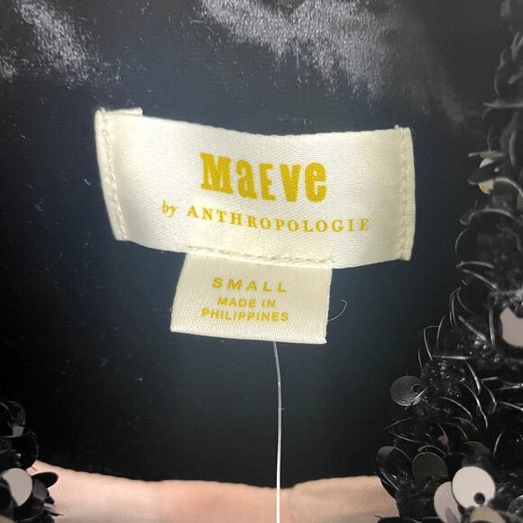 Anthropologie Maeve Sequined Bomber Moto Jacket Black Sz Small Holiday Party NEW - Picture 12 of 13